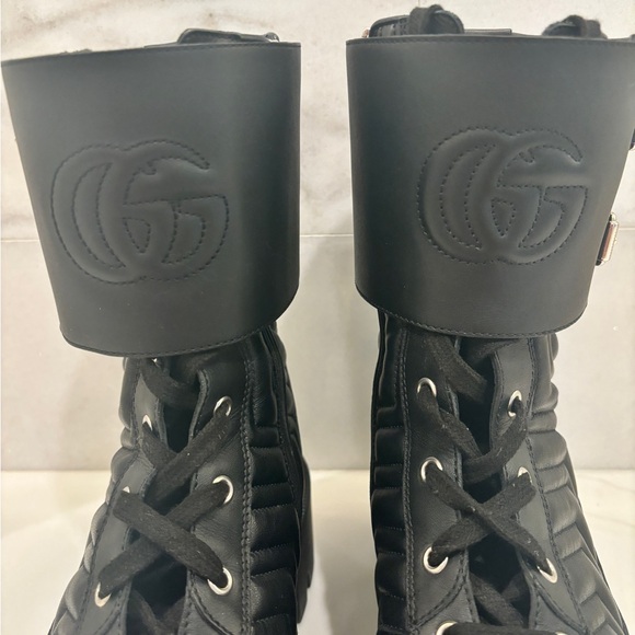 Nappa Frances GG Matelasse Platform Combat Boots - Picture 3 of 10